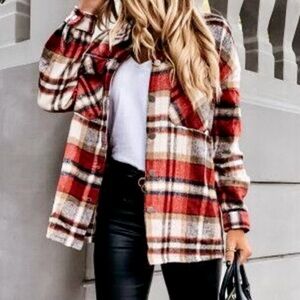 ❤️Hello Plaid! Button-Down Long Sleeve Jacket Shacket - Scarlett